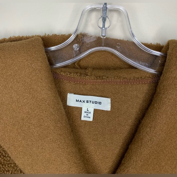 MaxStudio Teddy Bear, Hoodie coat, side pockets, size Large, raw edges, Brown. - Picture 5 of 5